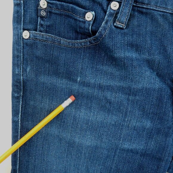 AG Adriano Goldschmied Women 29 The Stevie Slim Straight Dark Blue Denim Jeans - Picture 3 of 11